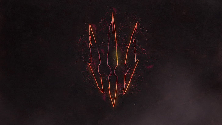 orange tribal symbol vector art, The Witcher 3: Wild Hunt, logo, HD wallpaper