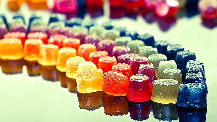 assorted-color candies, assorted-color candies, gummy bears, jelly