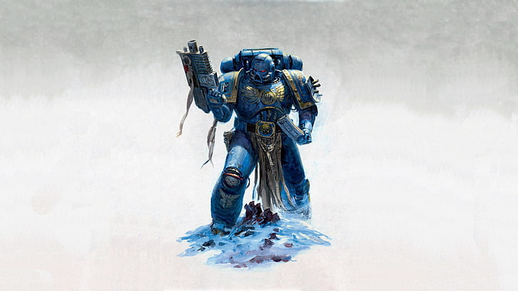 blue and gray soldier digital wallpaper, Warhammer 40,000, Ultramarines