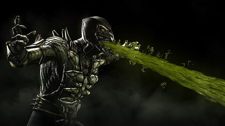 person vomiting green liquid digital wallpaper, Mortal Kombat X