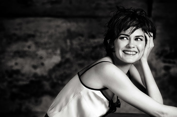 women actress models audrey tautou coco chanel monochrome greyscale 3000x2000  People Actresses HD Art, HD wallpaper