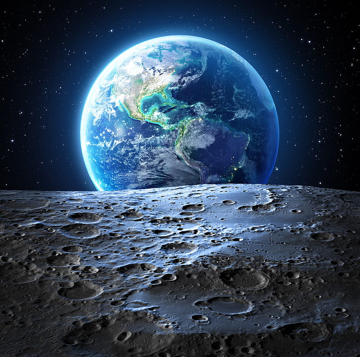 earth, moon, nature, hd, 4k, digital universe, space, planet - space, HD wallpaper