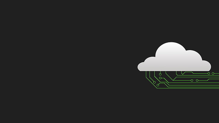 white and green cloud illustration, minimalism, technology, circuitry, HD wallpaper