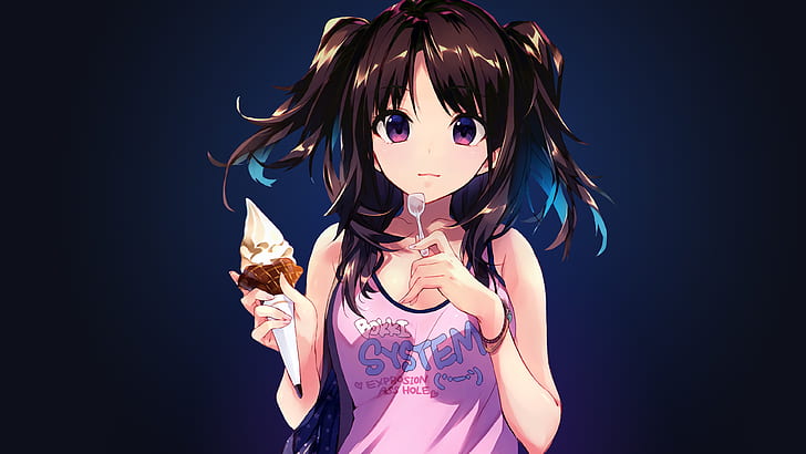 Icecream Anime Girl 4K, HD wallpaper