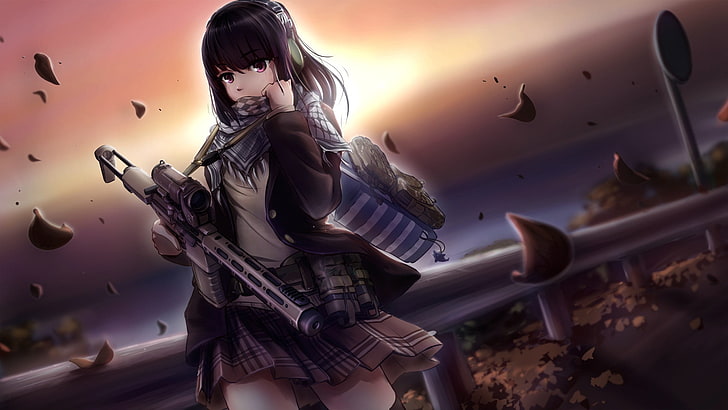 woman holding gun anime character wallpaper, woman Anime character holding gun, HD wallpaper