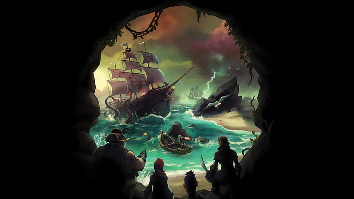 pirates and ship wallpaper, Sea of Thieves, 2017 Games, Xbox One