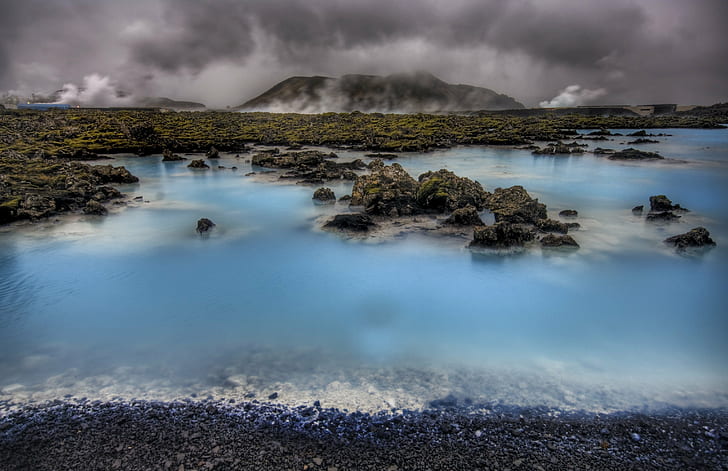 photography of Islands and body of water, Blue Lagoon, iceland HD wallpaper