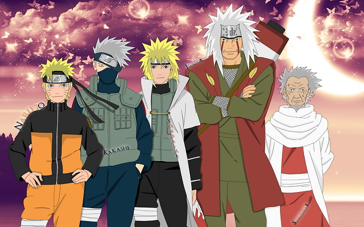 Naruto characters digital wallpaper, anime, kakashi, yondaime