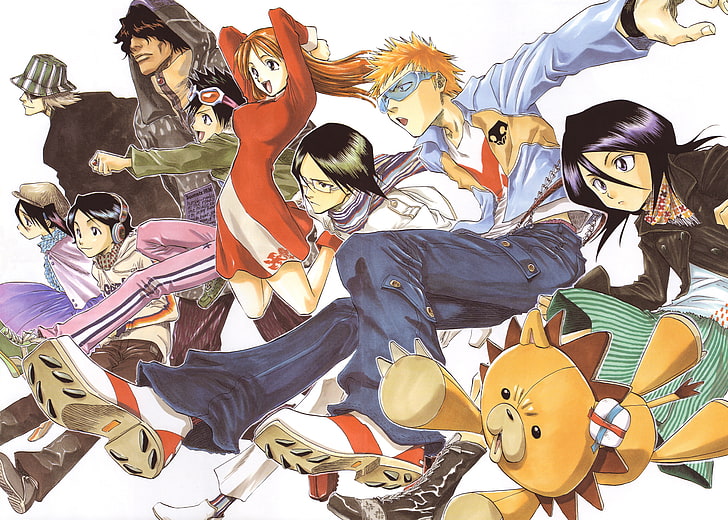 Bleach, Ichigo Kurosaki, Bleach Urahara, Kuchiki Rukia, Orihime Inoue, HD wallpaper