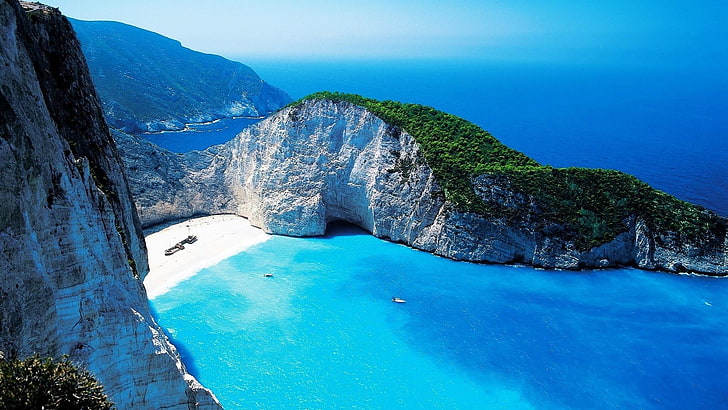 Navagio Beach, Greece, island, Greek, sea, Zakynthos, shipwreck, HD wallpaper