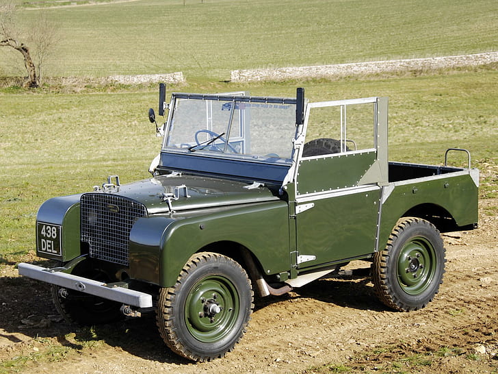 1948 Land Rover Series Retro Offroad 4x4 For Mobile, green and white car, HD wallpaper