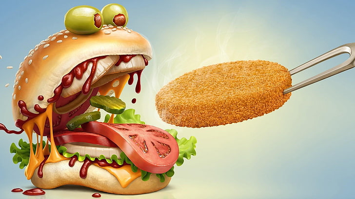 food, hamburger, fast food, junk food, sandwich, cheeseburger, HD wallpaper