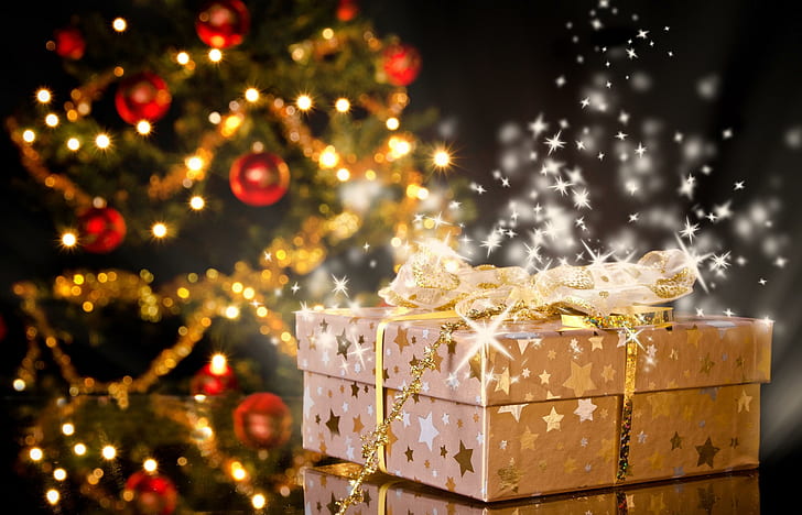 new year, christmas, tree, toys, gifts, spirits, stars, HD wallpaper