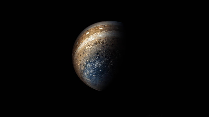 brown and blue planet, Jupiter, space, NASA, science, dark, Milky Way, HD wallpaper