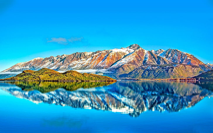 brown and white mountain, Earth, Scenic, Azure, Lake, Reflection, HD wallpaper