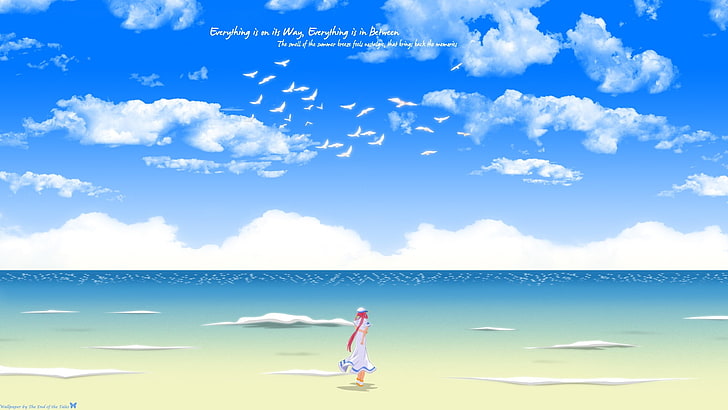 anime girls, Aria, sky, cloud - sky, blue, real people, nature, HD wallpaper