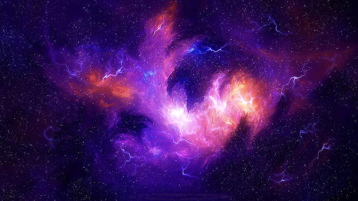 Stars, universe, nebula, purple light, HD wallpaper