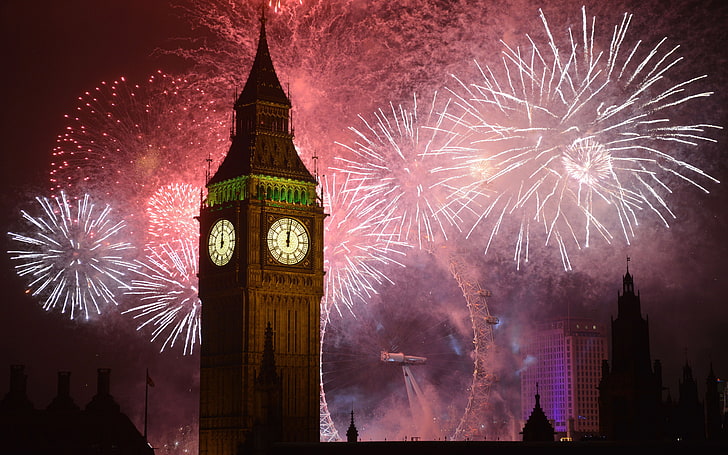 HD wallpaper: New Years Eve Fireworks Big Ben Clock In London Desktop Wallpaper  Hd For Mobile Phones And Laptops 5200×3250 | Wallpaper Flare