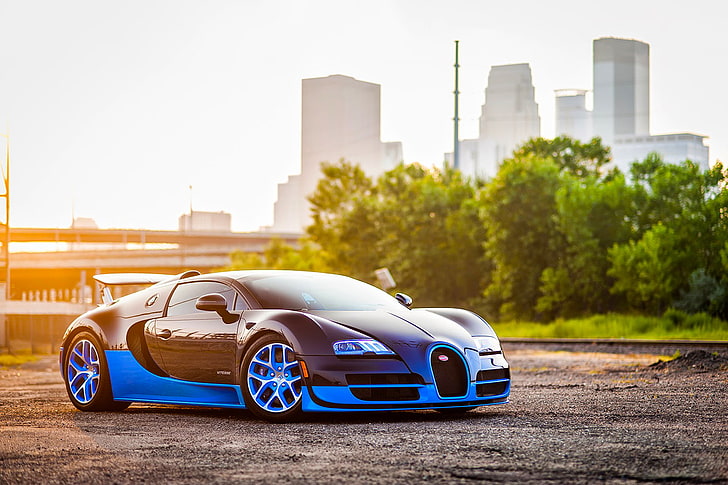 bugatti, veyron, grand, blue, side view, car, sports Car, land Vehicle, HD wallpaper