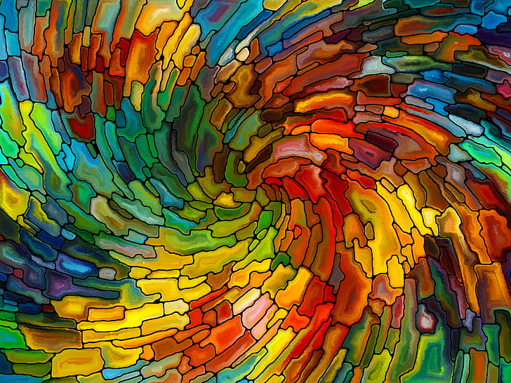 multicolored abstract illustration, mosaic, abstraction, stained glass