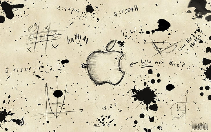 Apple Sketch, apple logo, logo apple, iphone, mac HD wallpaper