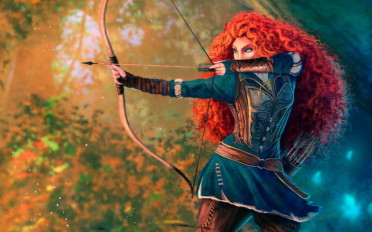 HD wallpaper: forest, girl, pose, figure, cartoon, bow, Archer, arrow, red  | Wallpaper Flare