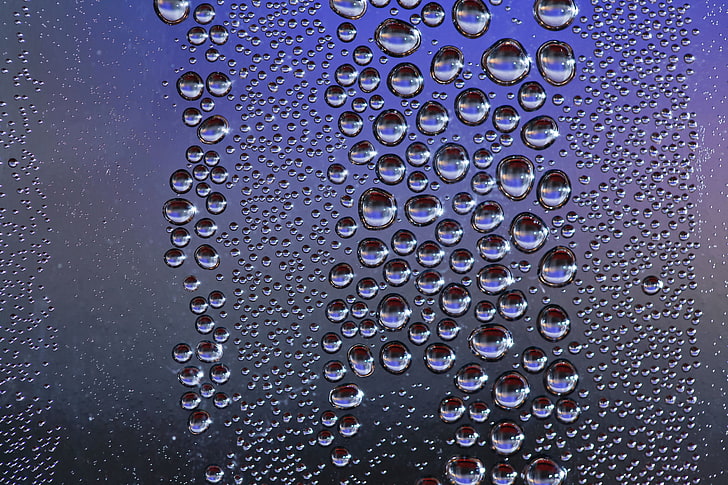 water droplets, drops, close-up, surface, moisture, wet, full frame