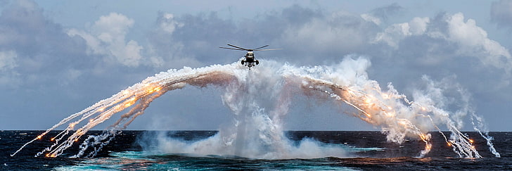 white helicopter, military, aircraft, military aircraft, Sikorsky CH-124 Sea King
