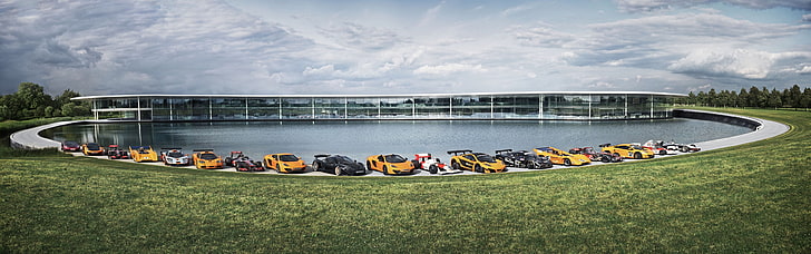 assorted-color of cars, McLaren Technology Centre, McLaren MP4-12C, HD wallpaper
