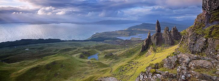 Old Man of Storr, Isle of Skye, Scotland, mountains near ocean, HD wallpaper