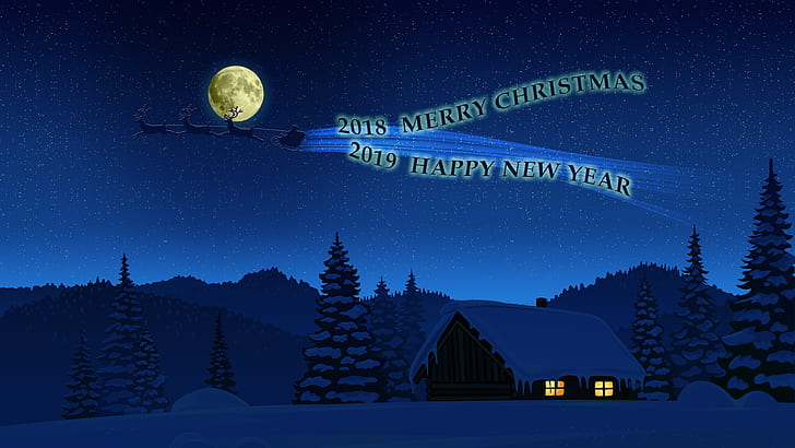 Christmas, New Year, Santa Claus, winter, 2018 (Year), Happy New Year, HD wallpaper