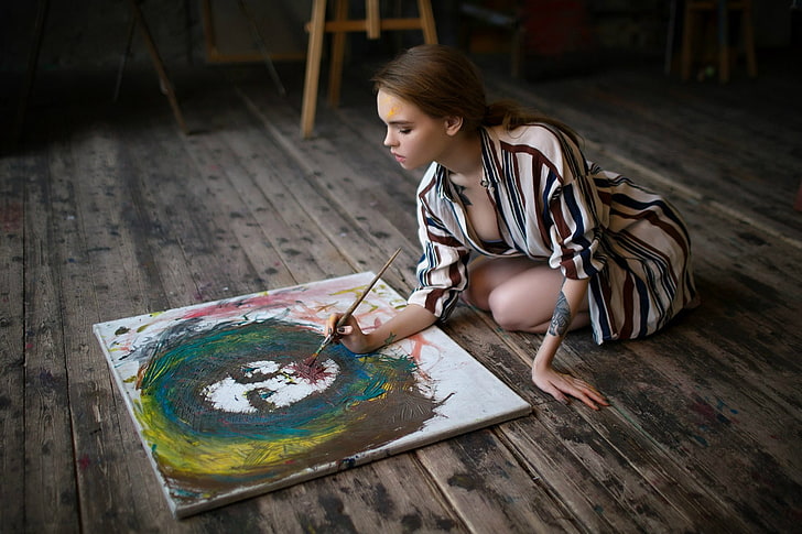 paint, creativity, brush, Anastasia Shcheglova, one person, HD wallpaper