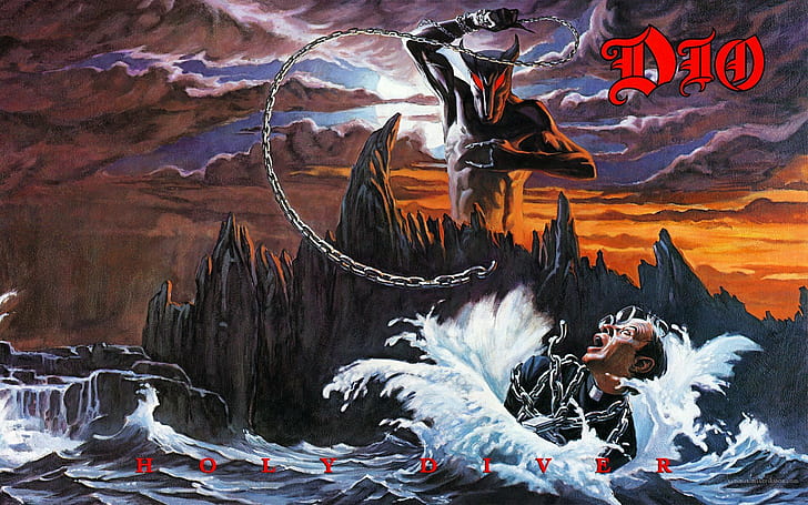 holy diver heavy metal album covers cover art ronnie james dio, HD wallpaper