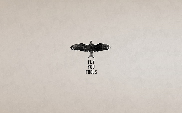 Fly You Fools poster, gray, birds, minimalism, The Lord of the Rings, HD wallpaper