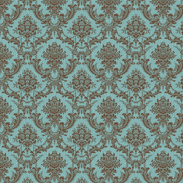 green and brown damask wallpaper, pattern, ornament, vintage