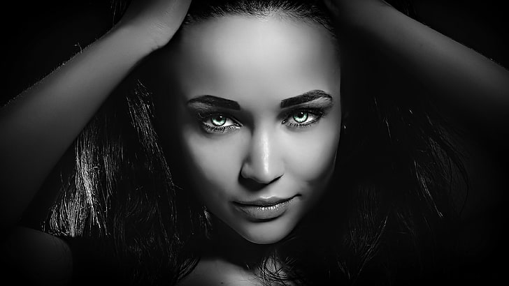 woman's face, grayscale photography of womans face, portrait, HD wallpaper