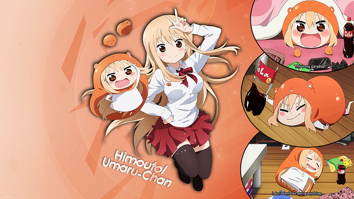 anime, orange, Himouto! Umaru-chan, Doma Umaru, school uniform, HD wallpaper