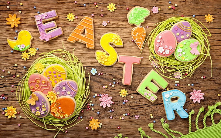 Easter Cookies Spring Eggs, HD wallpaper