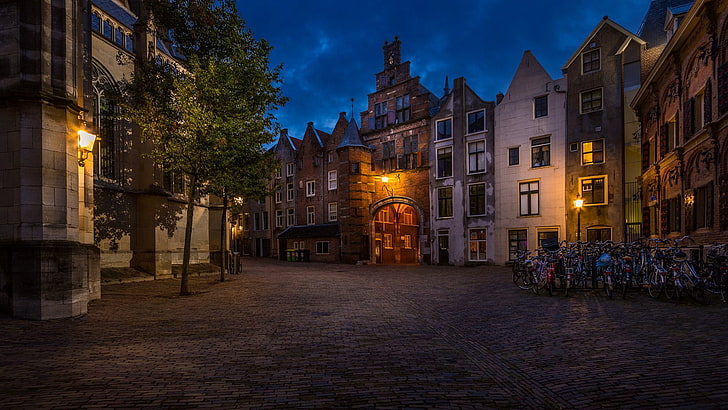 town square, europe, netherlands, cityscape, facade, building