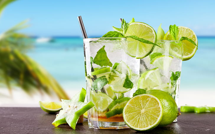 Tropical cocktail mojito, lemon, cool, summer drinks