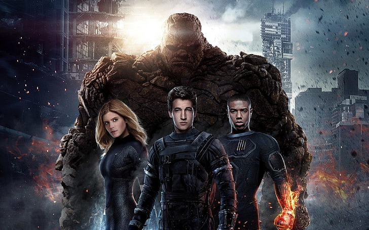 Fantastic Four movie cover, movies, The Thing, Human Torch, Kate Mara, HD wallpaper
