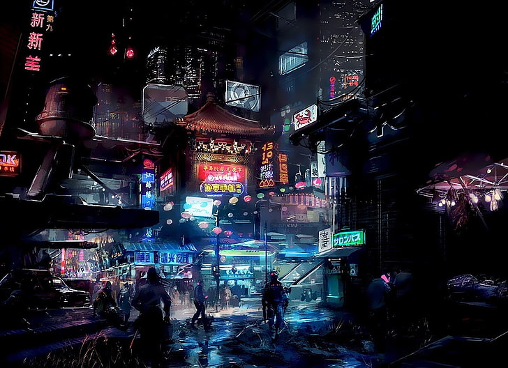 untitled, futuristic city, science fiction, digital art, illuminated, HD wallpaper