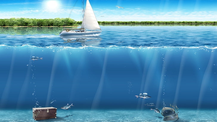 ocean screensavers backgrounds, water, nature, sea, nautical vessel, HD wallpaper
