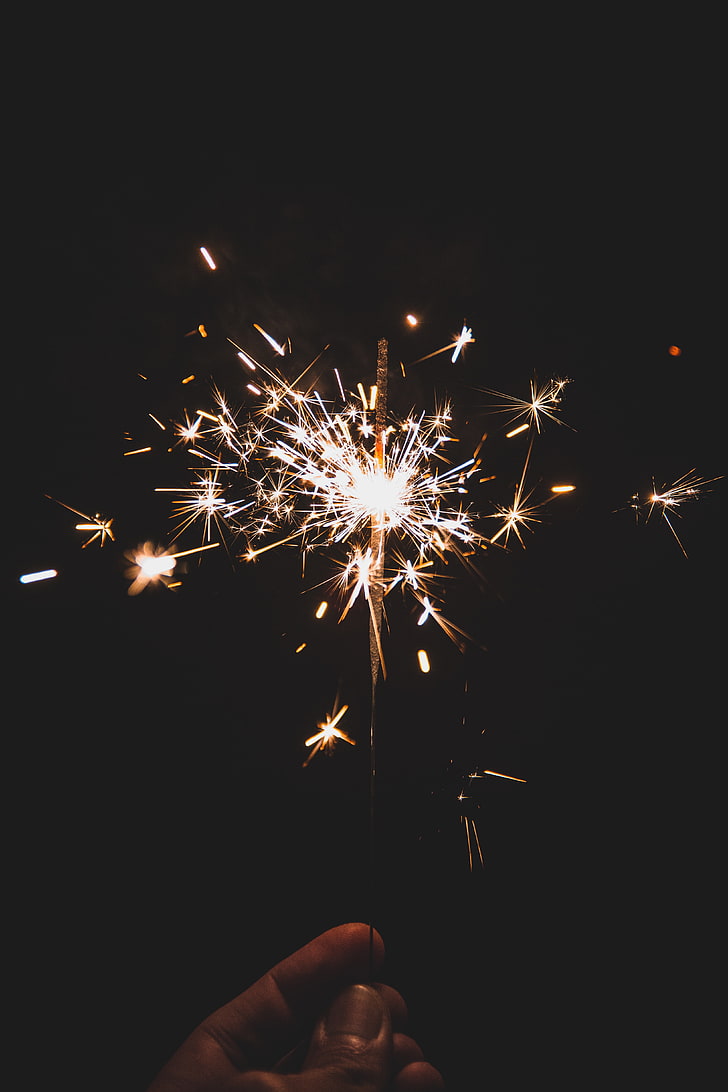 lightened sparkler, bengal fire, holiday, sparks, dark background