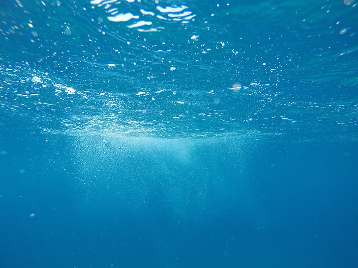 body of water, nature, sea, underwater, blue, motion, bubble, HD wallpaper