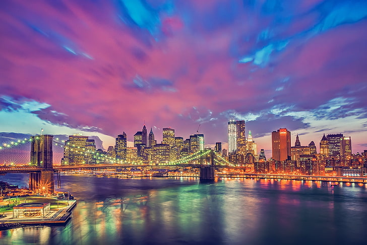 Brooklyn Bridge, new york, manhattan, hdr, urban Skyline, cityscape, HD wallpaper