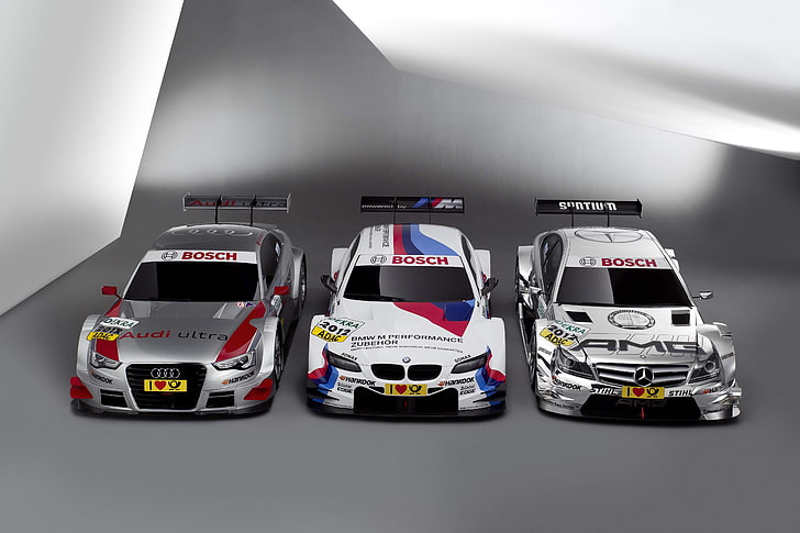 three sports cars illustration, machine, Audi, BMW, Mercedes-Benz