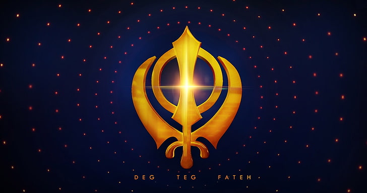 HD wallpaper: Khanda Sikh Symbol, yellow logo, Religious, blue, sikhs,  illuminated | Wallpaper Flare