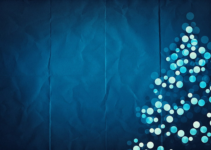 blue bokeh, untitled, minimalism, texture, Christmas Tree, backgrounds, HD wallpaper