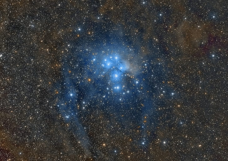space, stars, M45, Star cluster, Pleiades, HD wallpaper